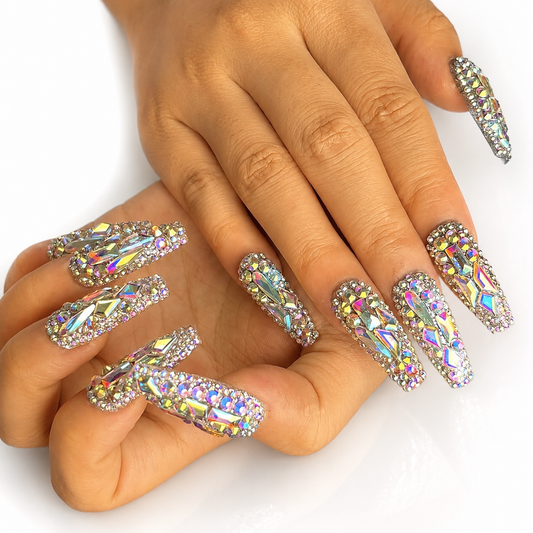 AB Crystal Press On Square Nails