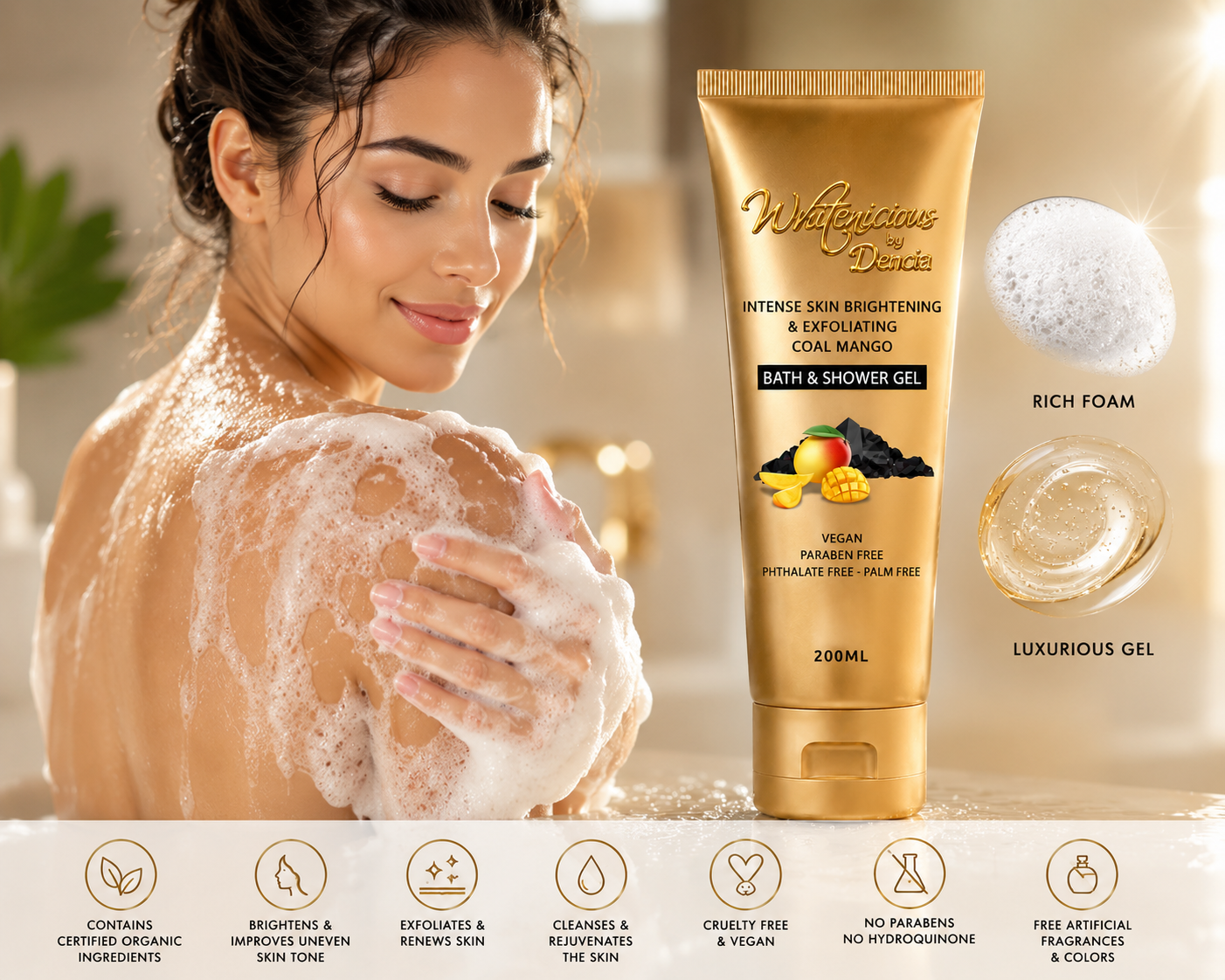 Intense Skin Lightening & Exfoliating CoalMango Shower Gel