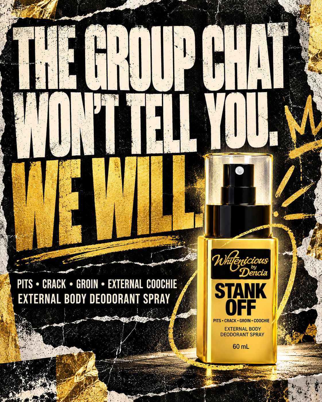 STANK OFF
Fragrance-Free External Body Deodorant Spray | 60 mL